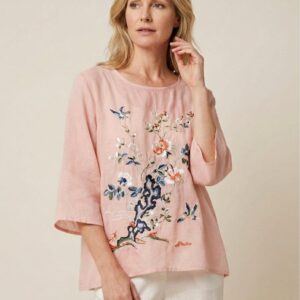 100% 棉麻手工刺繡襯衫