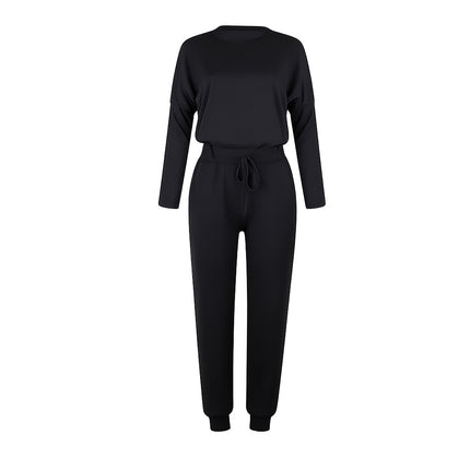 Cozy chic two-piece sweatsuit with long-sleeve top and high-waisted pants