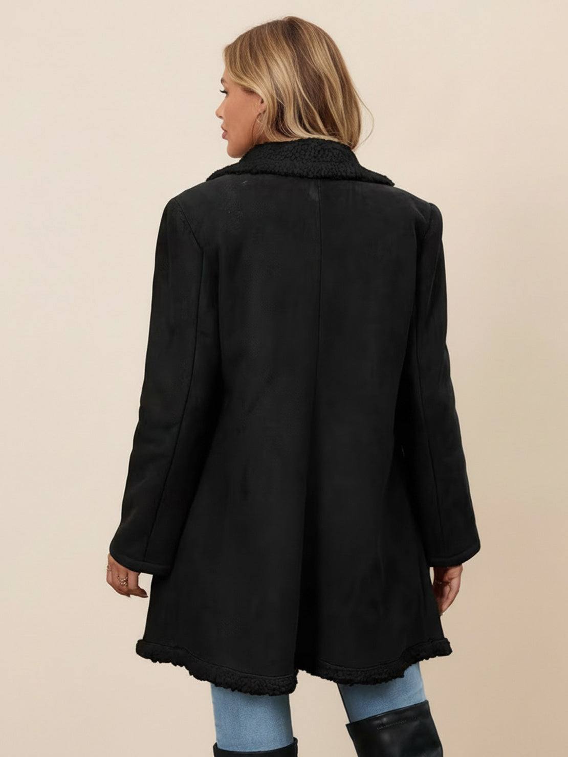 仿麂皮羊羔絨大衣