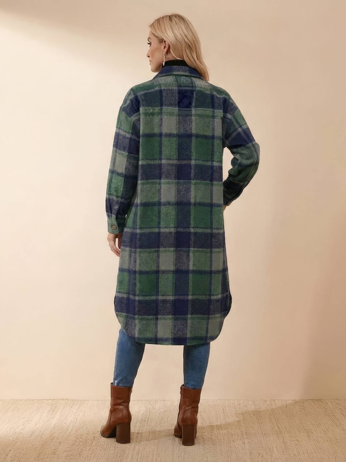 大輪廓長格紋襯衫夾克