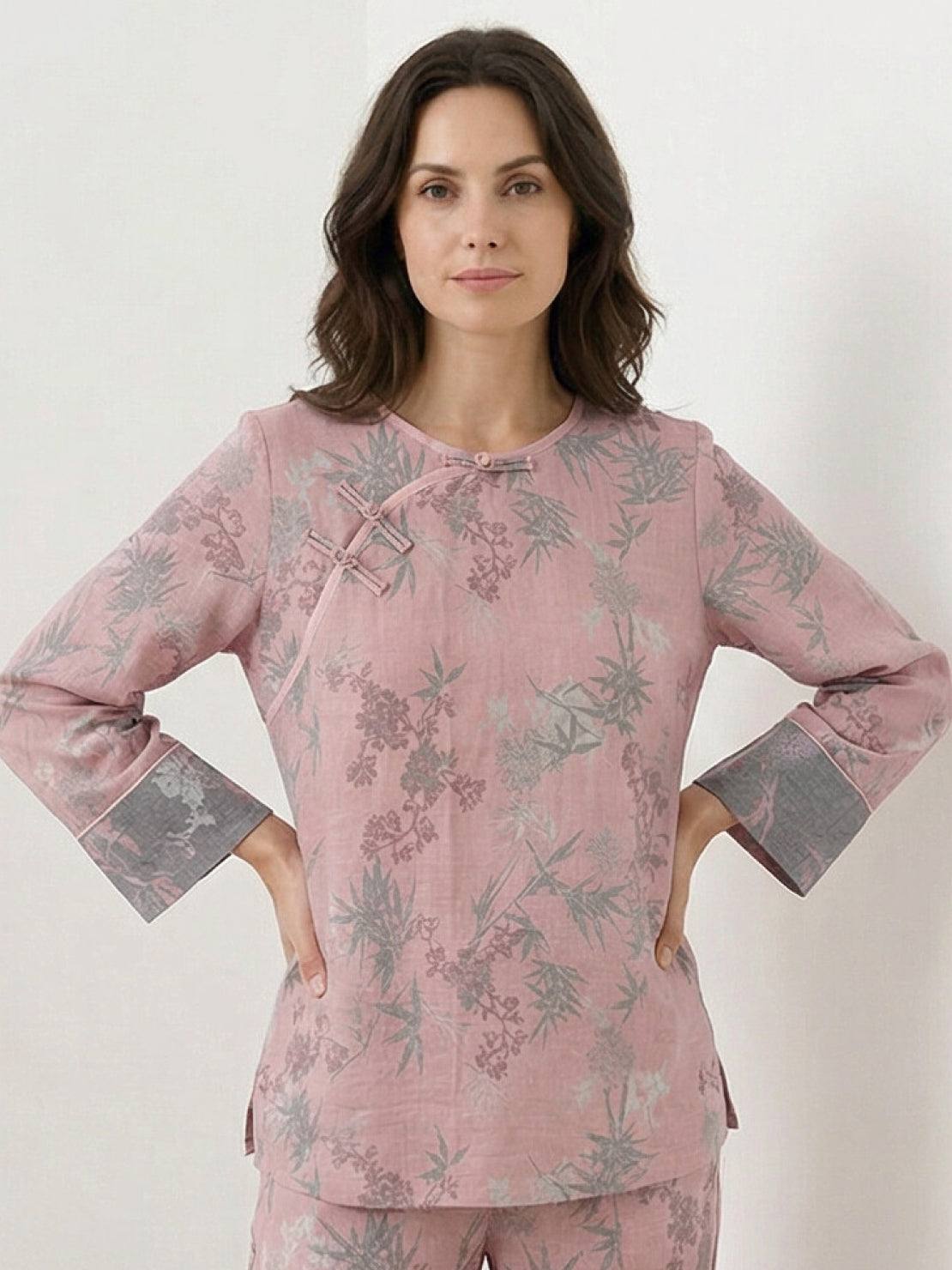 100% 棉中式盤扣居家服