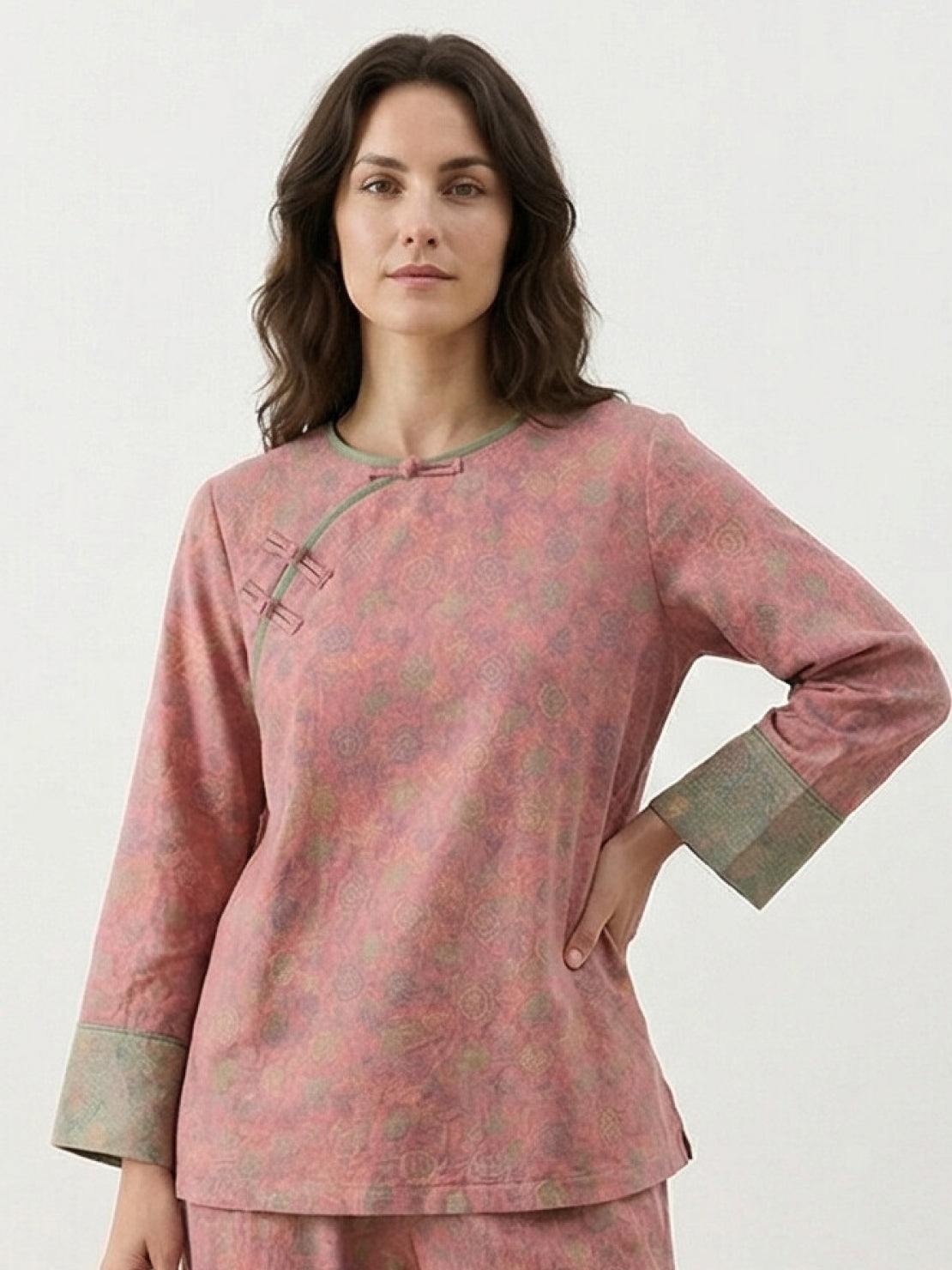 100% 棉中式盤扣居家服