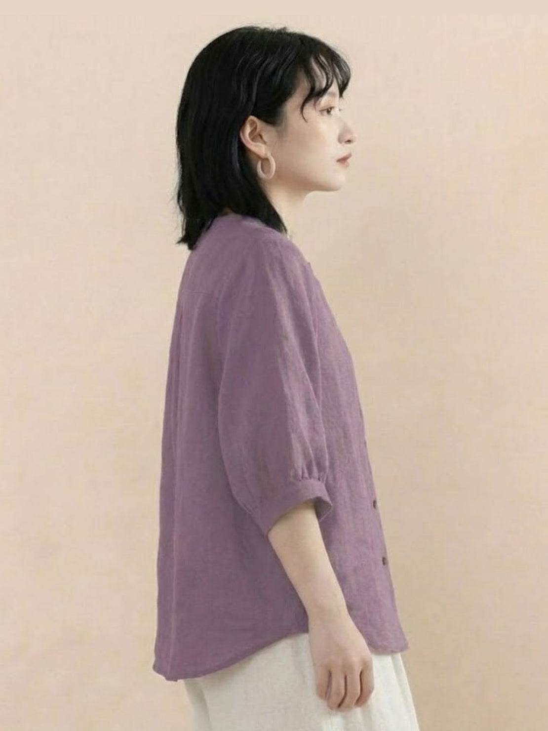 寬鬆透氣亞麻襯衫