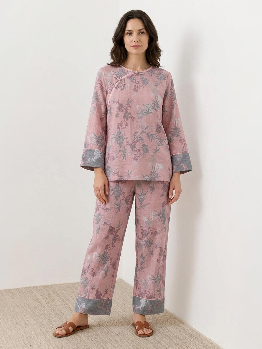 100% 棉中式盤扣居家服